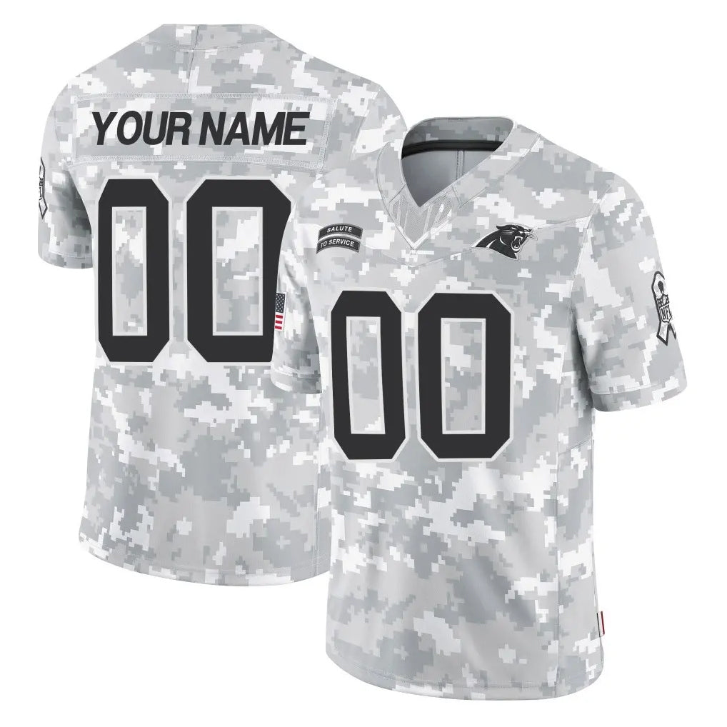 Custom C.Panthers Arctic Camo Salute to Service Limited Game Any Name & Numbers CBdoa Stitched Jerseys