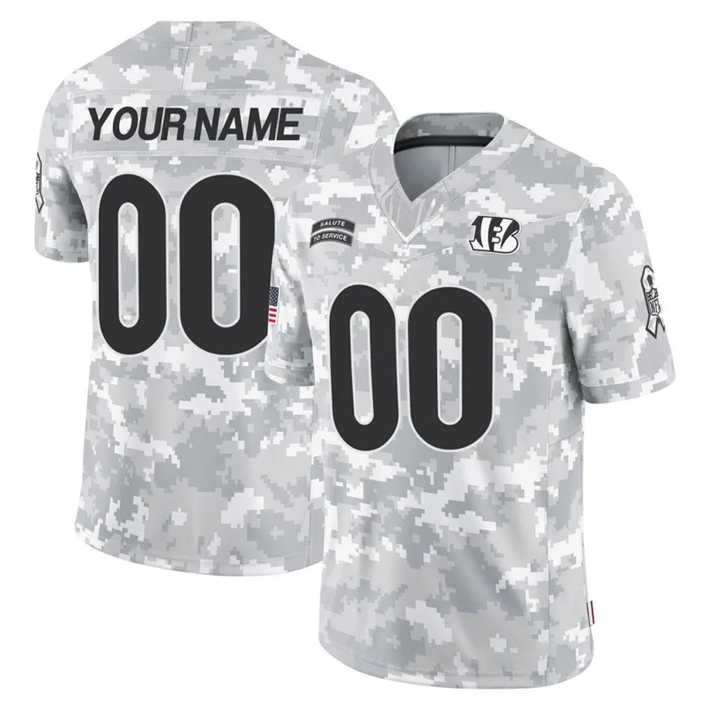 Custom C.Bengals Arctic Camo Salute to Service Limited Any Name & Numbers CBdoa Stitched Jerseys