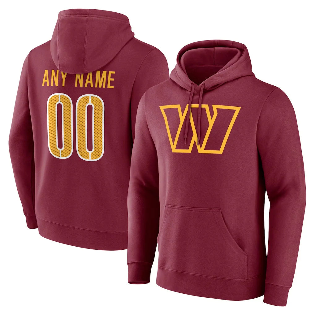 Custom W.Commanders Burgundy LOGO Pullover Hoodies Game Any Name & Numbers CBdoa Stitched Jerseys