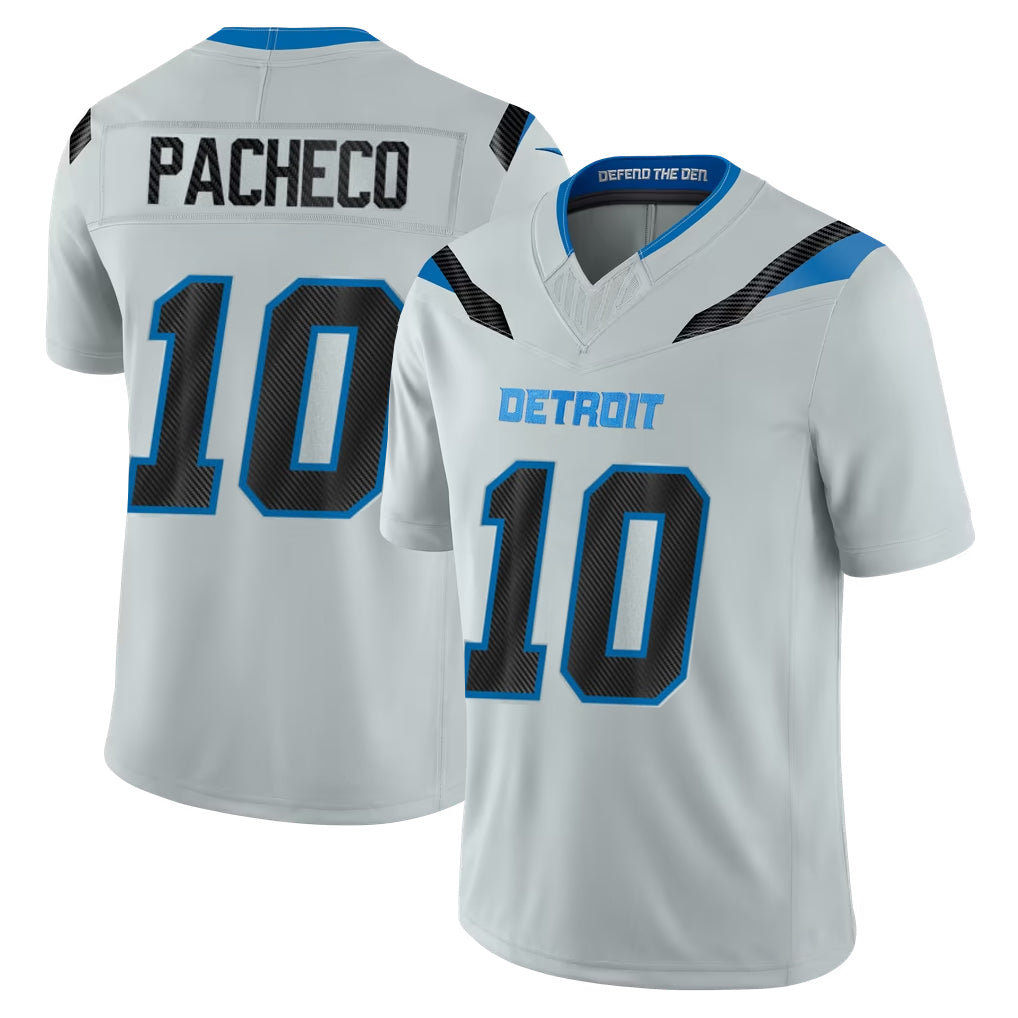 D.Lions #10 Isiah Pacheco Player Silver Limited 2026 Rivalries Collection Home Game CBdoa Stitched Jerseys