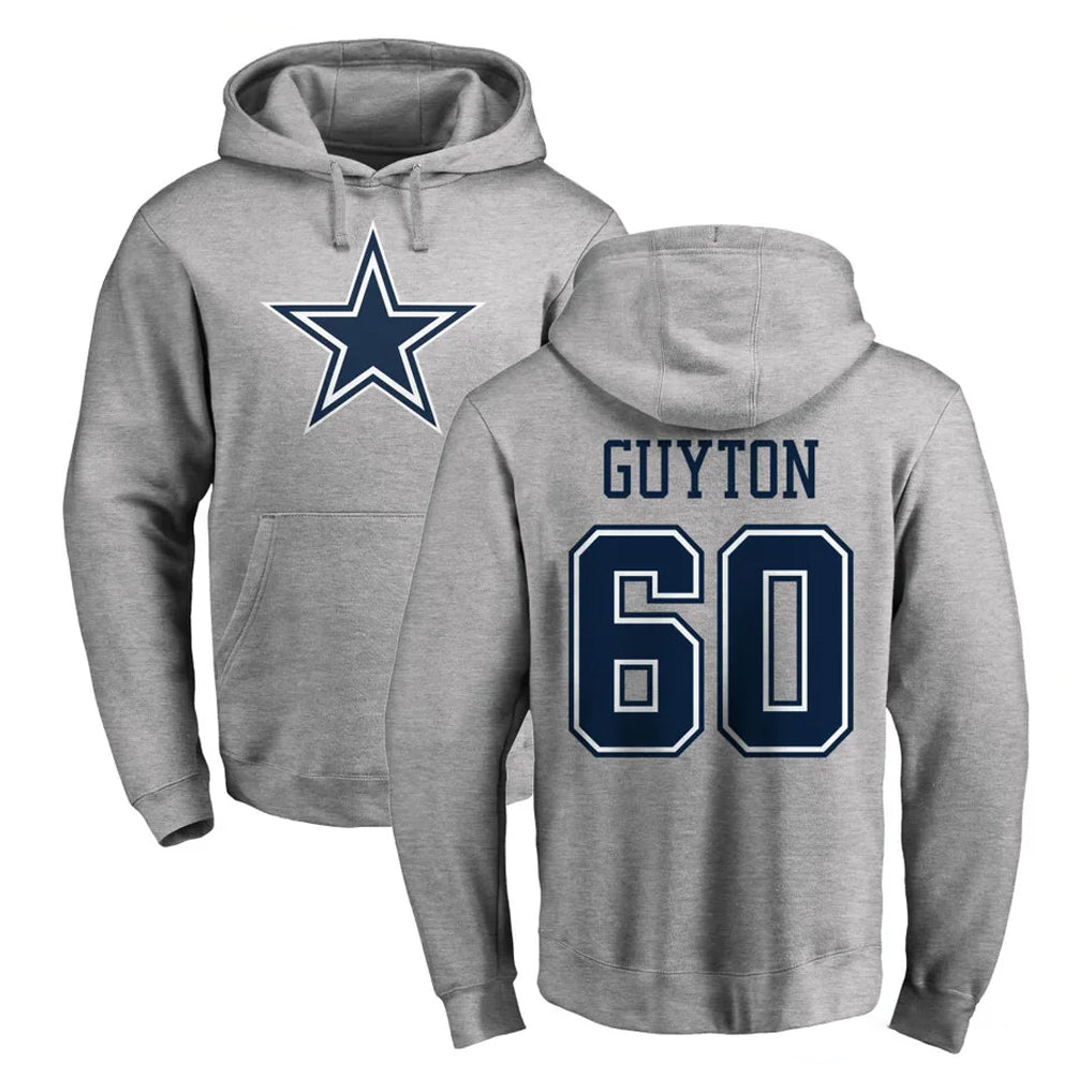 D.Cowboys #60 Tyler Guyton Player Gray LOGO Pullover Hoodie Limited CBdoa Stitched Jerseys