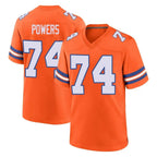 D.Broncos #74 Ben Powers Player Orange Alternate Collection Throwback Game CBdoa Stitched Jerseys