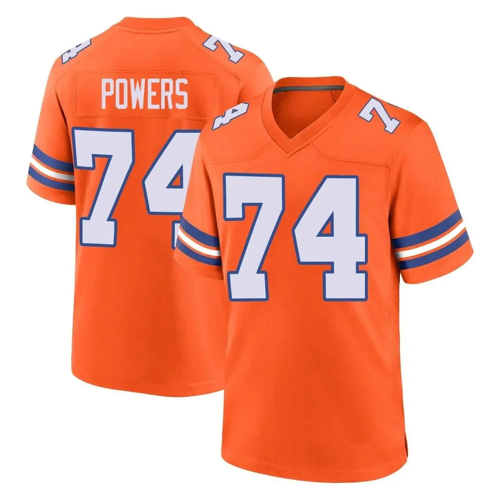 D.Broncos #74 Ben Powers Player Orange Alternate Collection Throwback Game CBdoa Stitched Jerseys