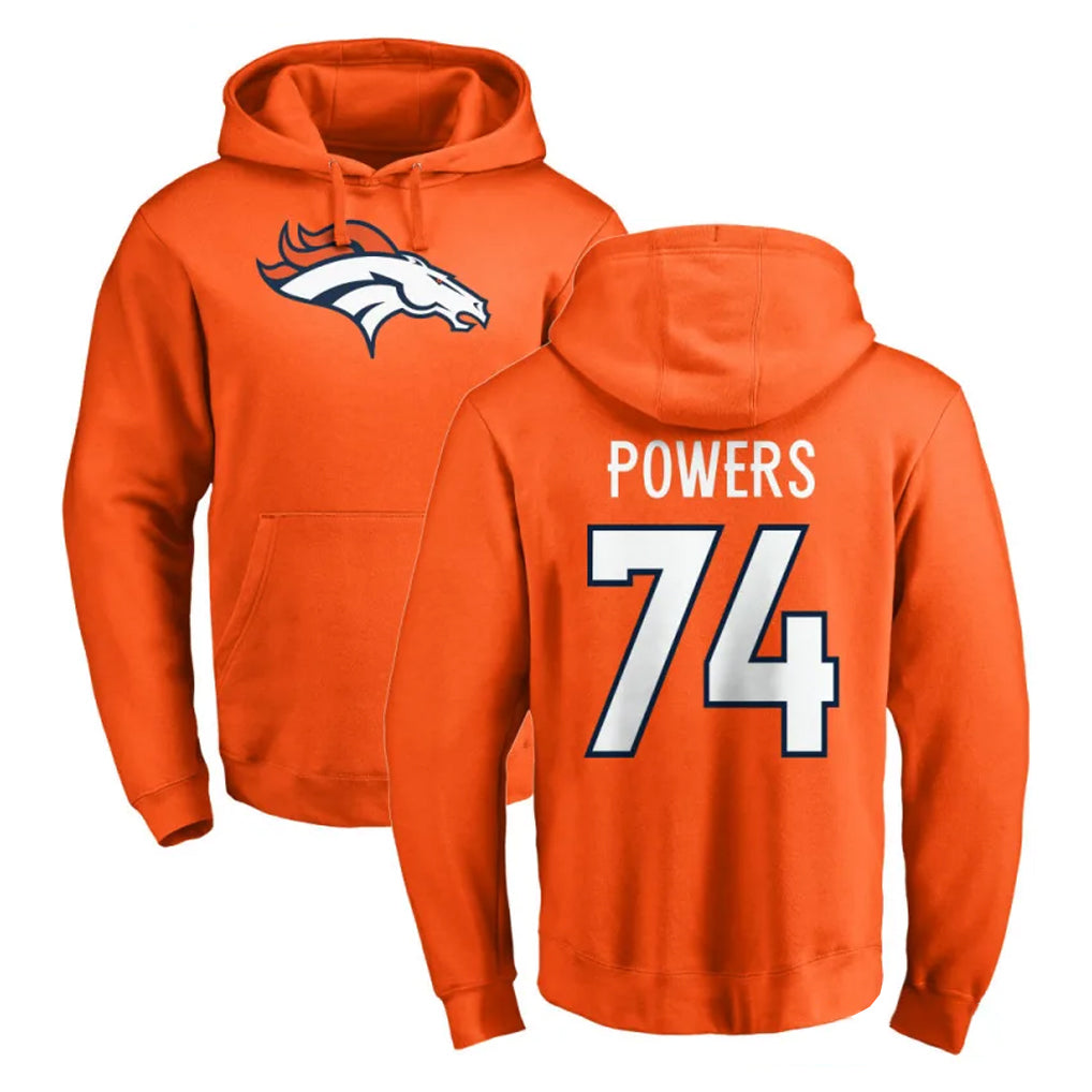 D.Broncos #74 Ben Powers Player Orange Pullover Hoodie Limited CBdoa Stitched Jerseys