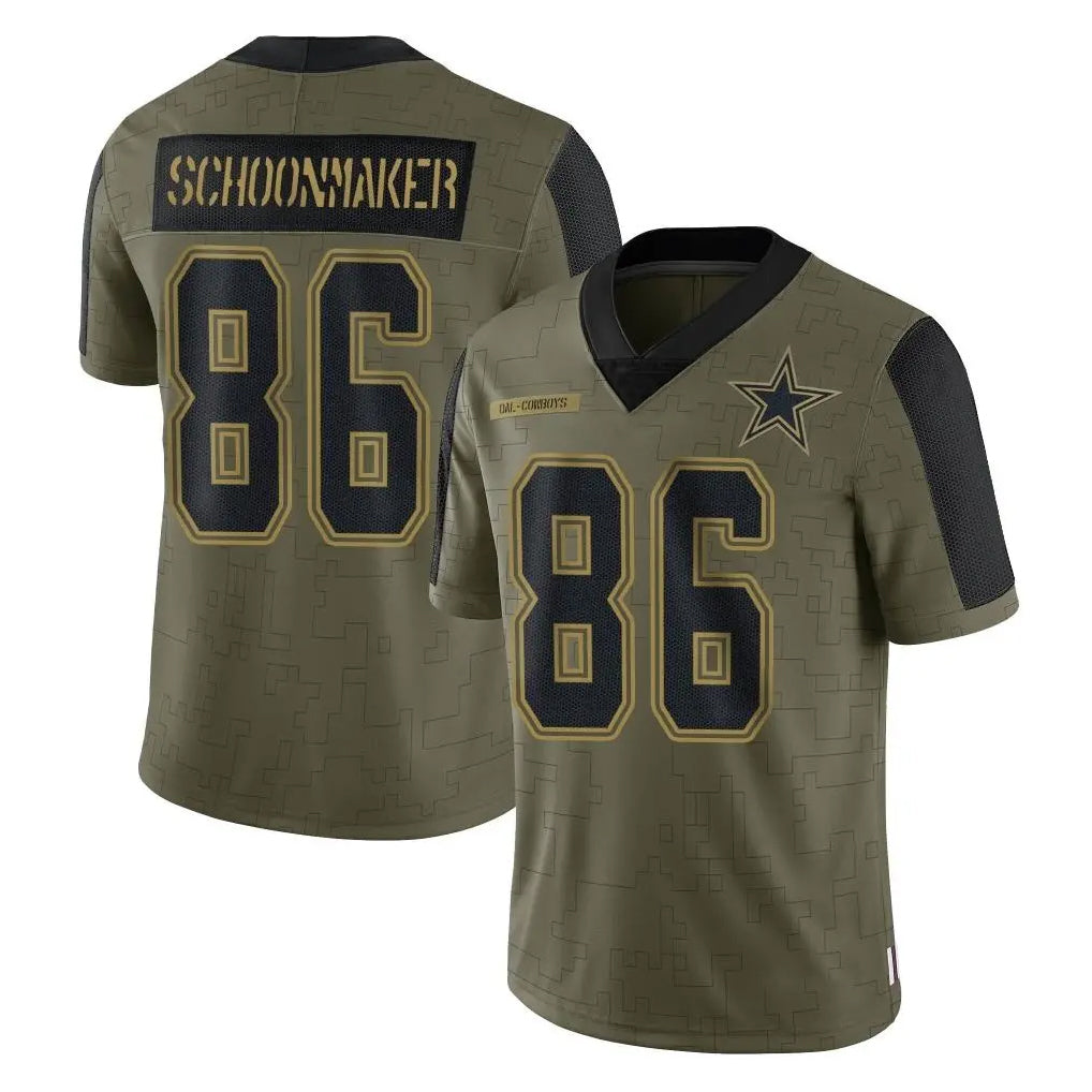 D.Cowboys #86 Luke Schoonmaker Player Olive Salute to Service Limited Home Game CBdoa Stitched Jerseys