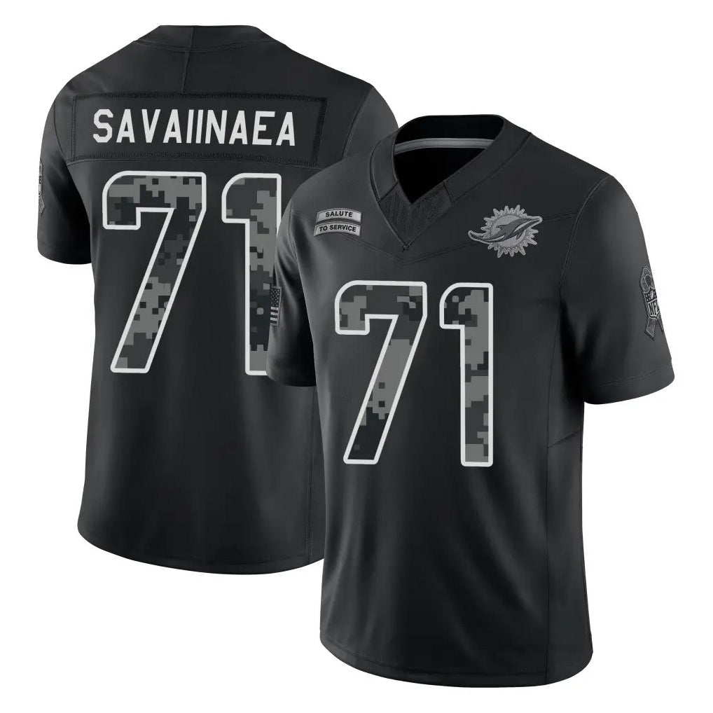 M.Dolphins #72 Jonah Savaiinaea Player Black Limited 2026 Salute to Service Home Game CBdoa Stitched Jerseys