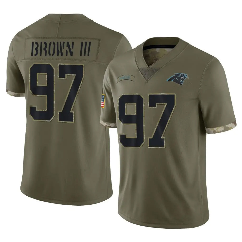 C.Panthers #97 Bobby Brown III Player Olive Salute to Service Game CBdoa Stitched Jerseys