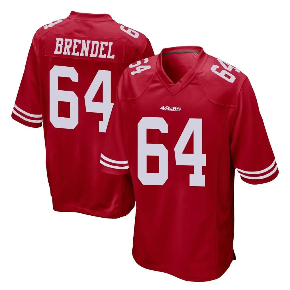 SF.49ers #64 Jake Brendel Player Red Home Game CBdoa Stitched Jerseys