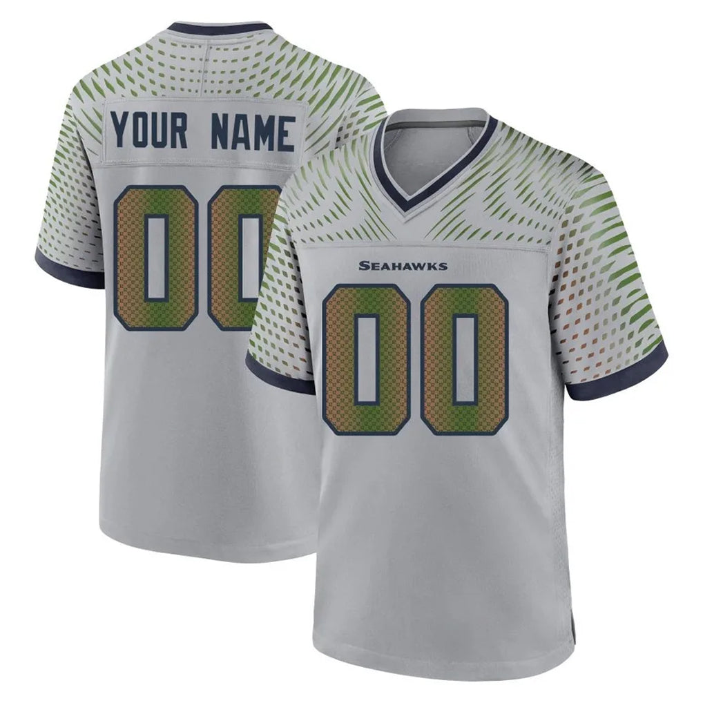 Custom S.Seahawks Grey 2025 Rivalries Collection Home Game Any Name & Numbers CBdoa Stitched Jerseys