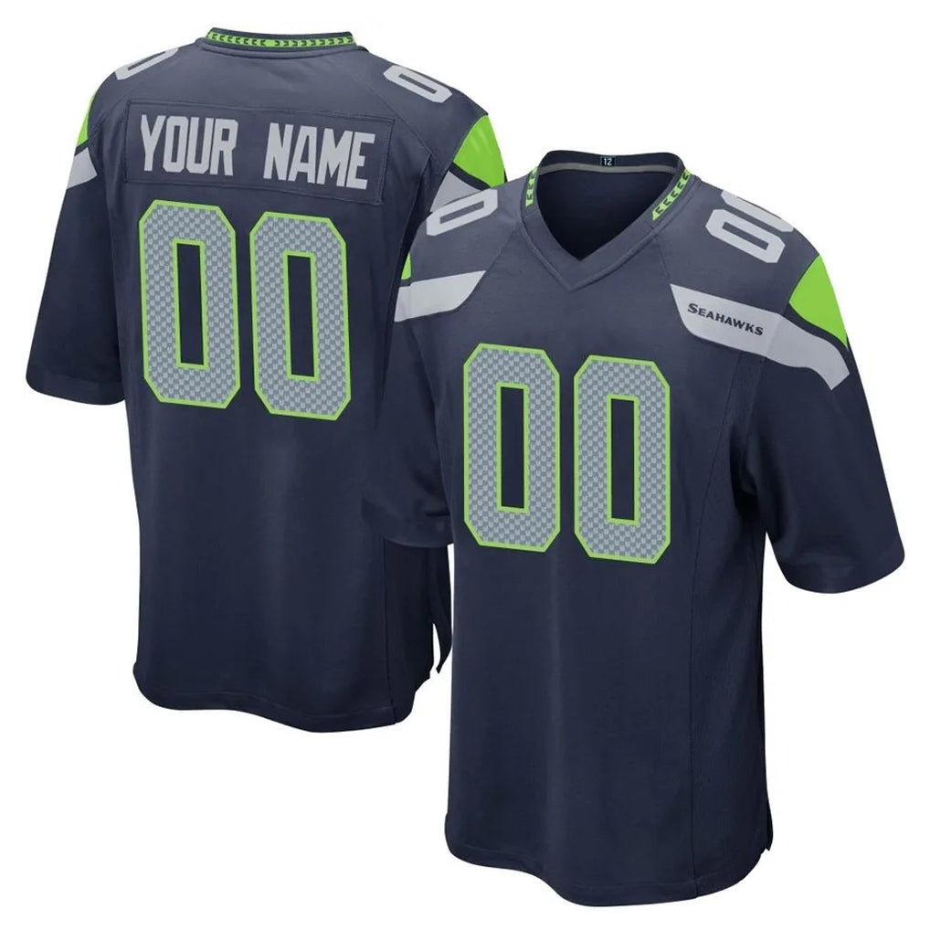 Custom S.Seahawks Navy Home Game Any Name & Numbers CBdoa Stitched Jerseys