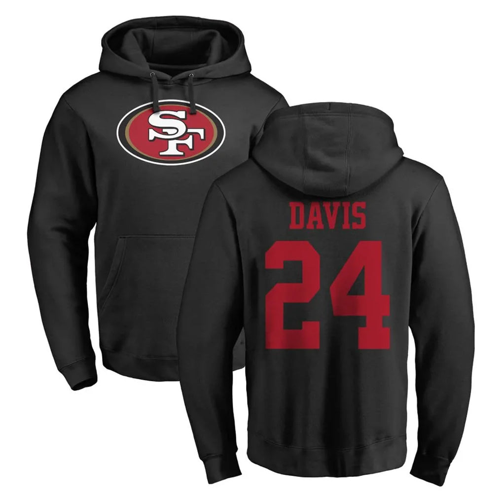 SF.49ers #24 Ashtyn Davis Player Black LOGO Pullover Hoodies Home Game CBdoa Stitched Jerseys