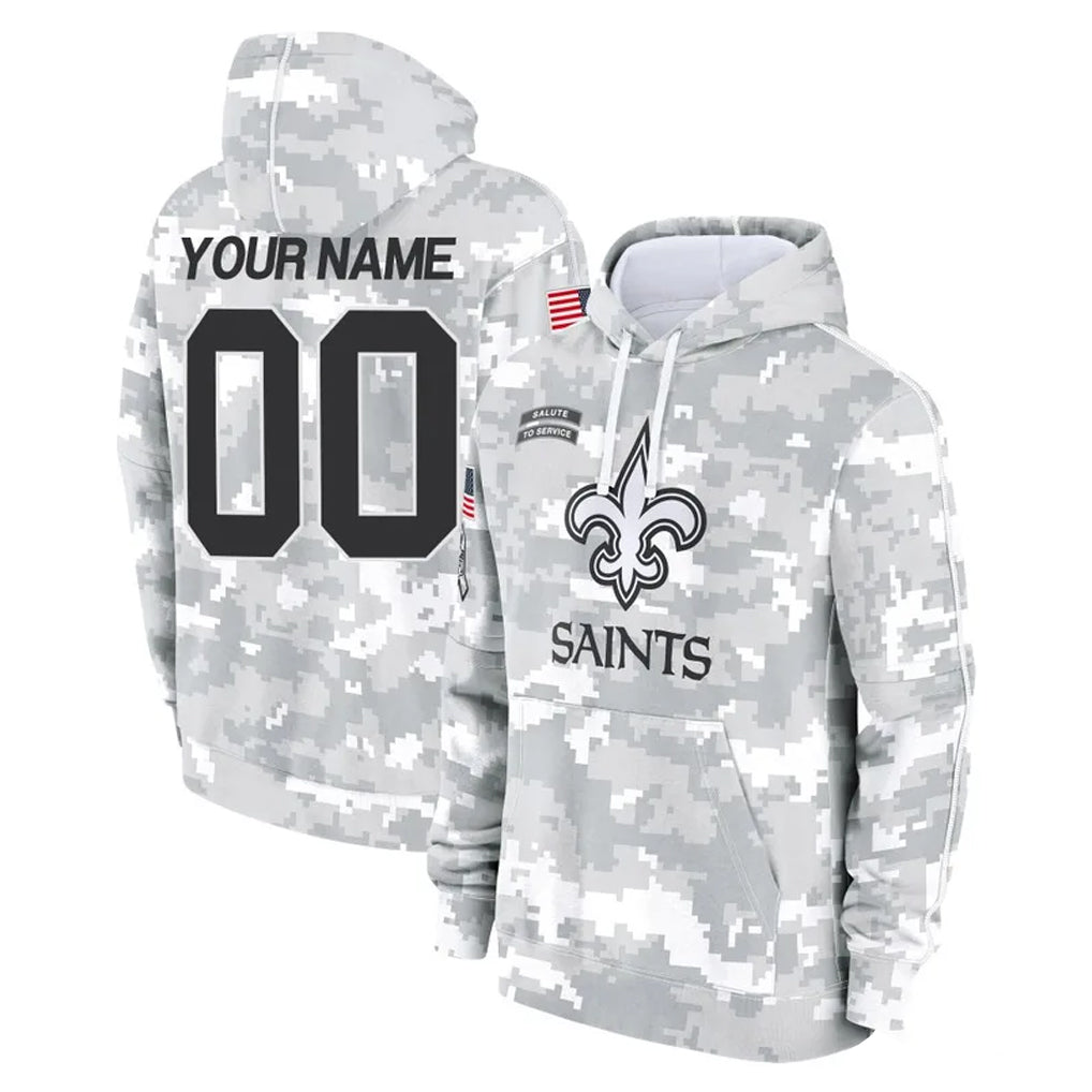 Custom NO.Saints Arctic Camo Salute to Service Pullover Hoodies Limited Game Any Name & Numbers CBdoa Stitched Jerseys