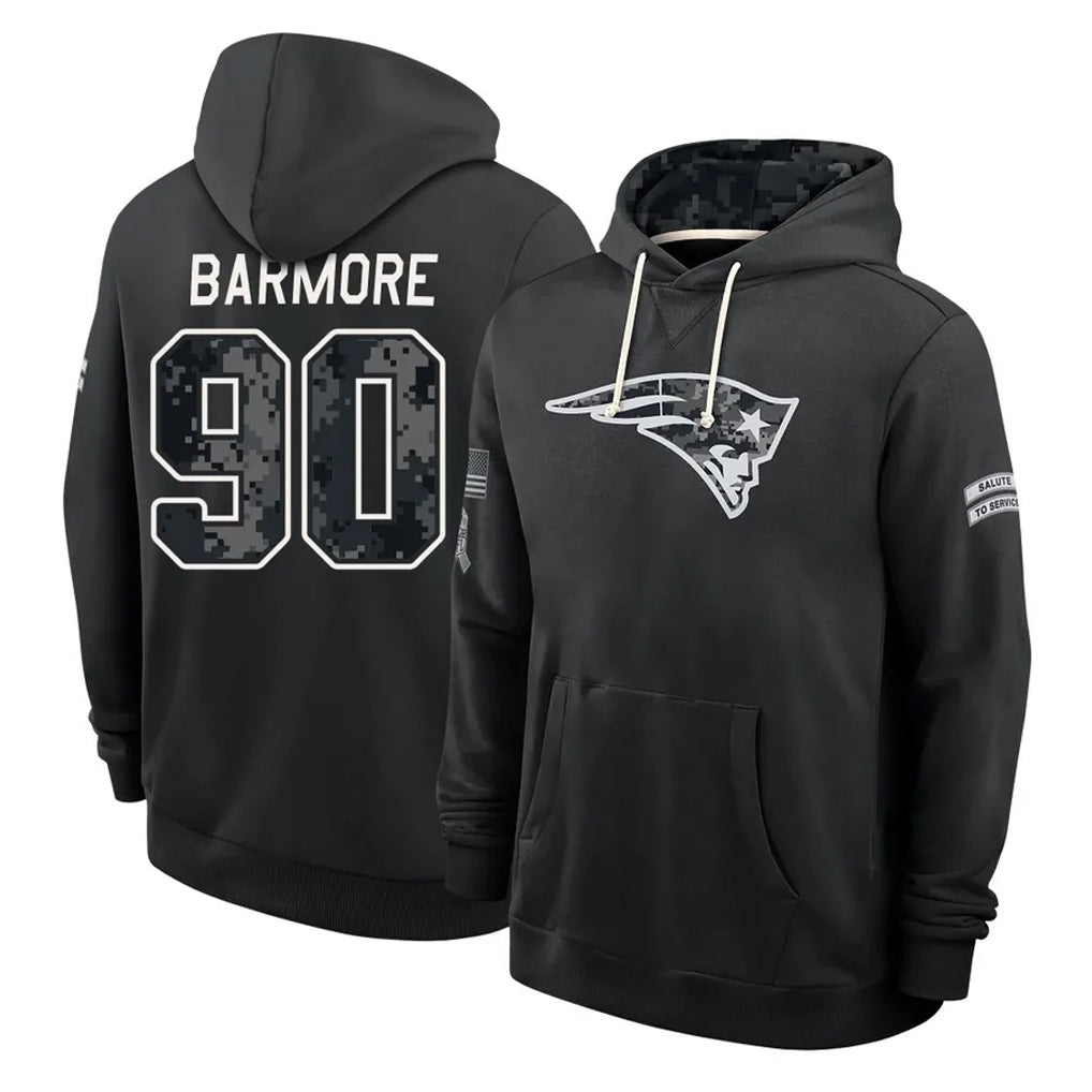 NE.Patriots #90 Christian Barmore Player 2026 Black Logo Pullover Hoodies Limited Game CBdoa Stitched Jerseys