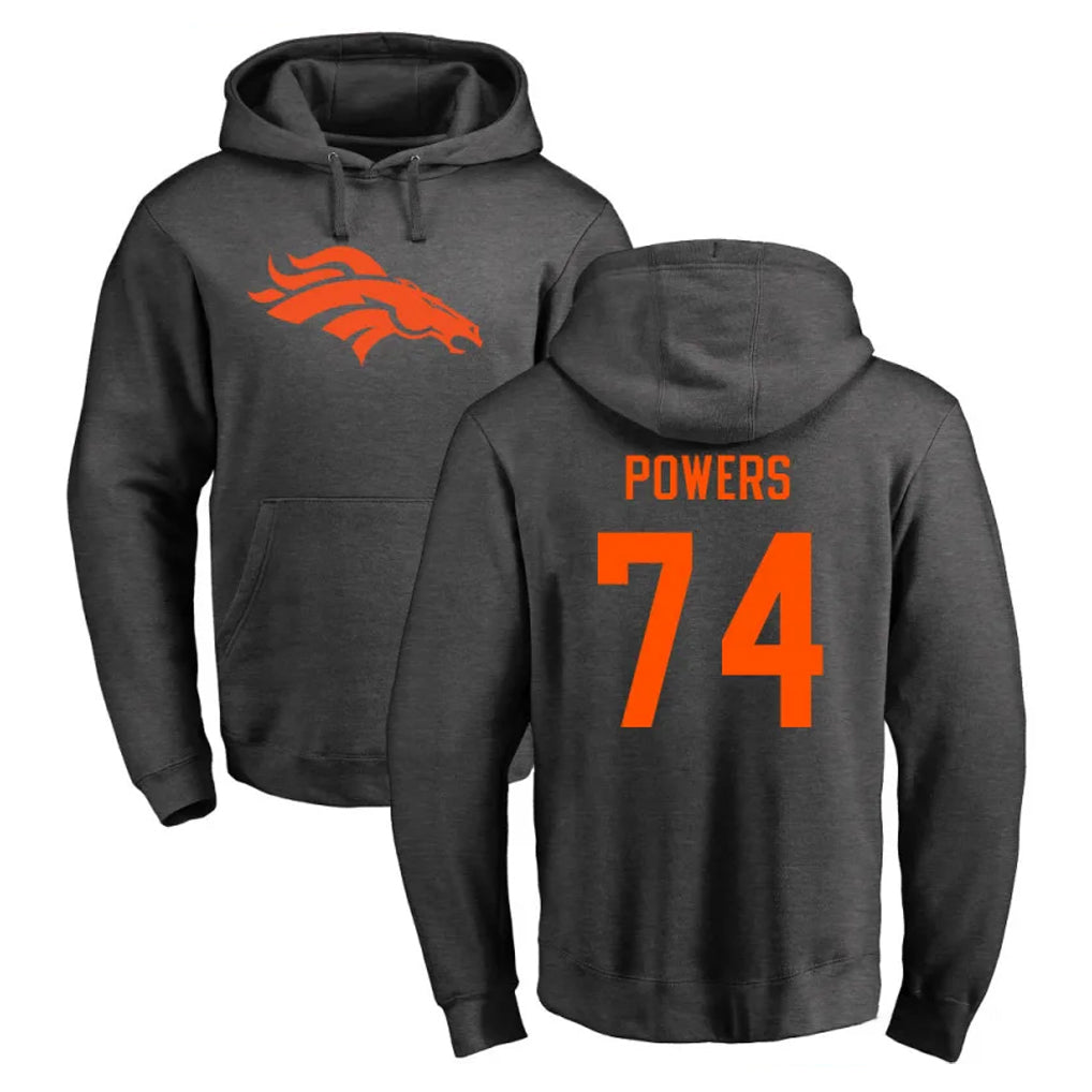D.Broncos #74 Ben Powers Player Ash One Color Pullover Hoodie Limited CBdoa Stitched Jerseys