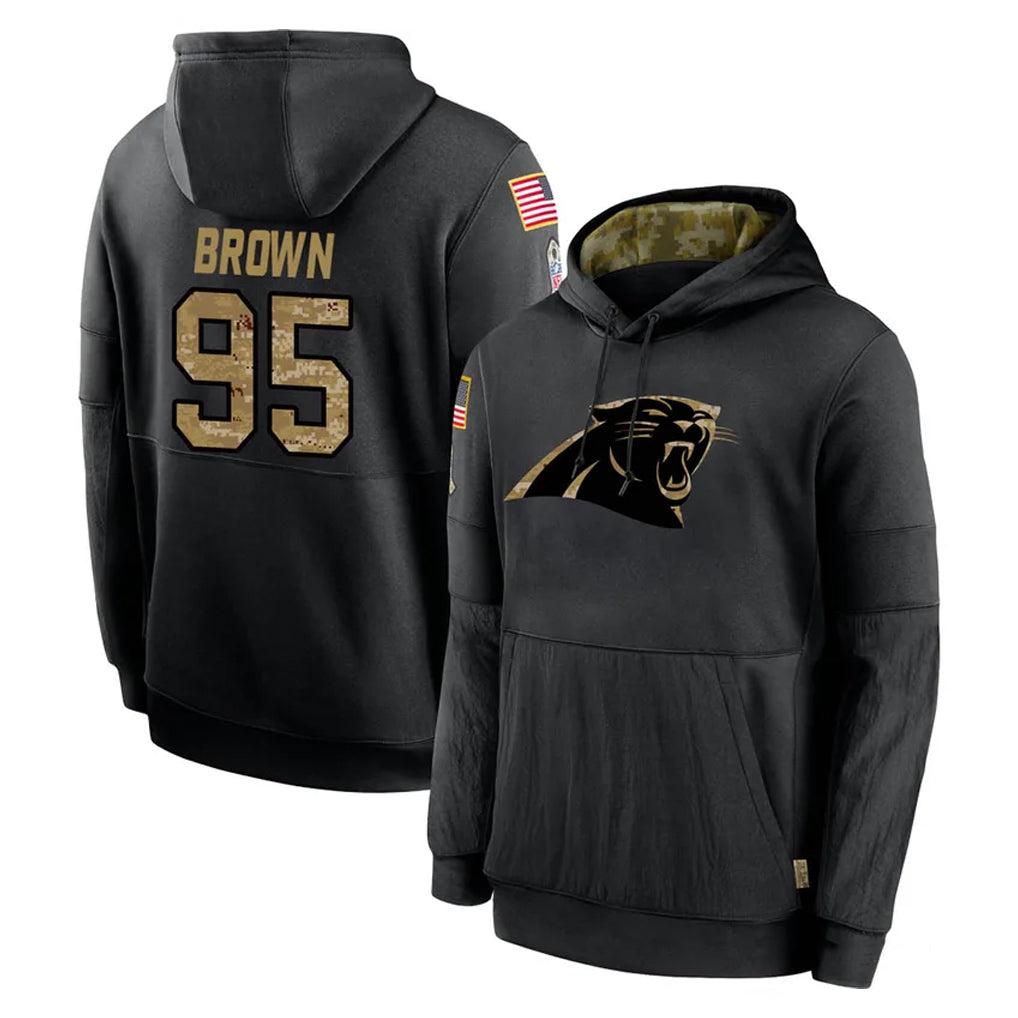 C.Panthers #95 Derrick Brown Player Black Salute to Service Pullover Hoodies Limited Game CBdoa Stitched Jerseys