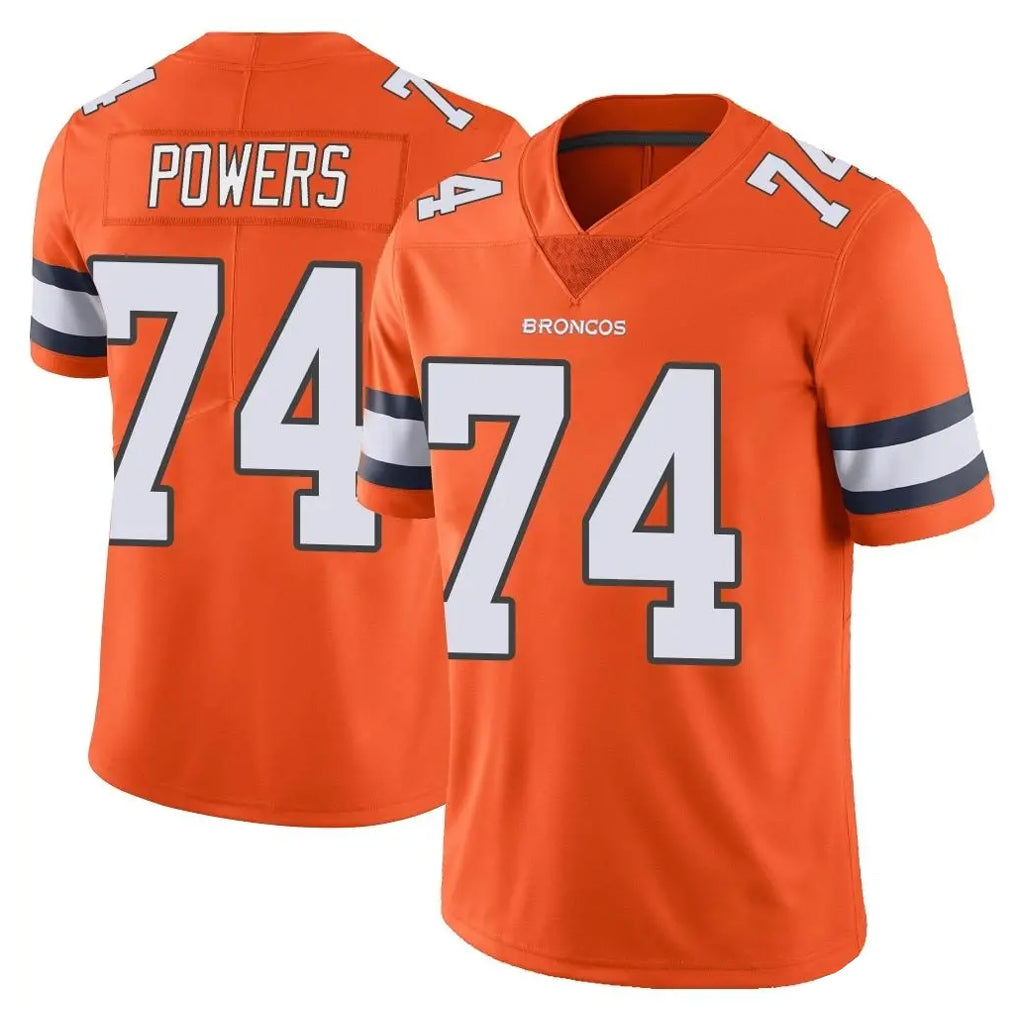 D.Broncos #74 Ben Powers Player Orange Vapor Untouchable Limited Home Game CBdoa Stitched Jerseys