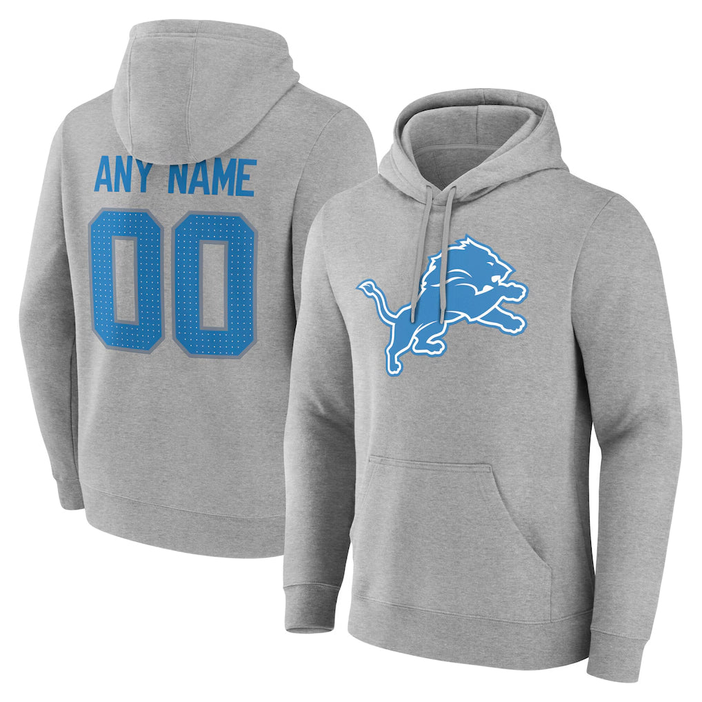 Custom D.Lions Gray Pullover Hoodies Limited Any Name & Numbers CBdoa Stitched Jerseys