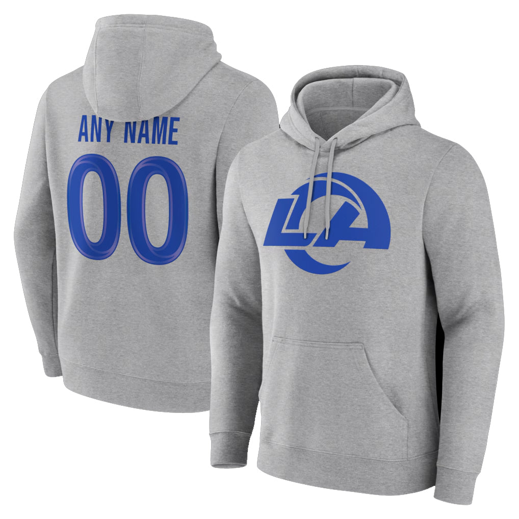Custom LA.Rams Light Gray Pullover Hoodie Limited Game Any Name & Numbers CBdoa Stitched Jerseys