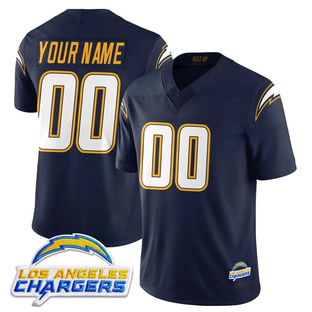 Custom LA.Chargers Navy Elite Limited Home Game Any Name & Numbers CBdoa Stitched Jerseys