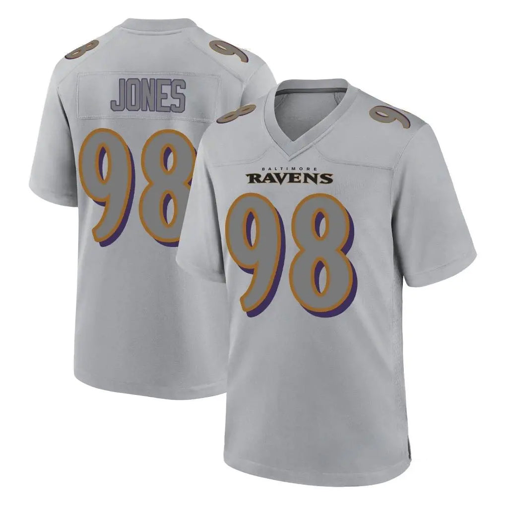 B.Ravens #98 Travis Jones Player Gray Color Rush Vapor Untouchable Game CBdoa Stitched Jerseys