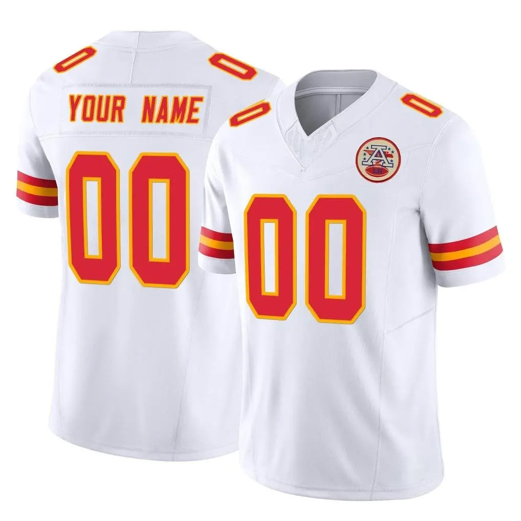 Custom KC.Chiefs White Limited Vapor F.U.S.E. Home Game Any Name & Numbers CBdoa Stitched Jerseys