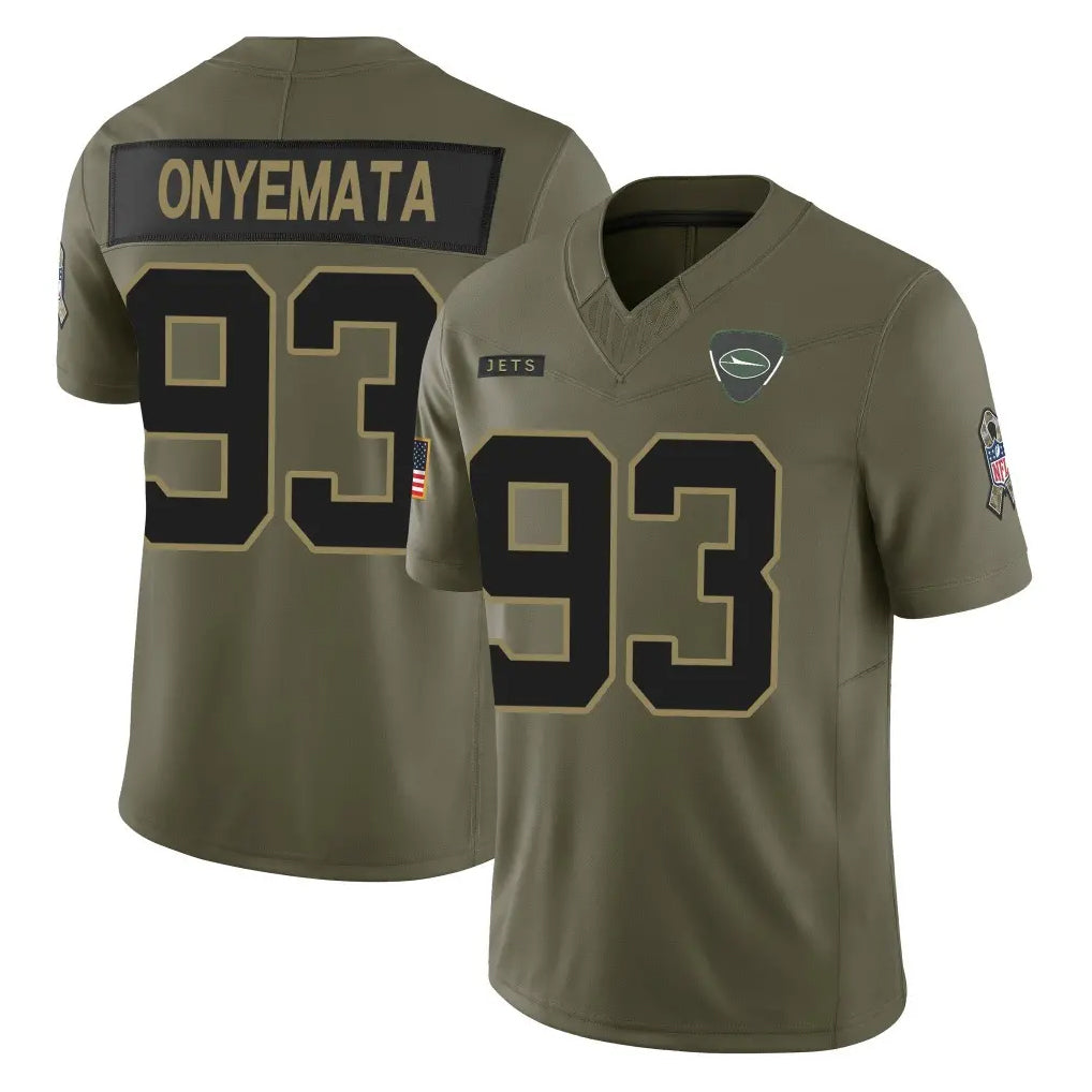 NY.Jets #93 David Onyemata Player Olive 2025 Salute To Service Limited CBdoa Stitched Jerseys