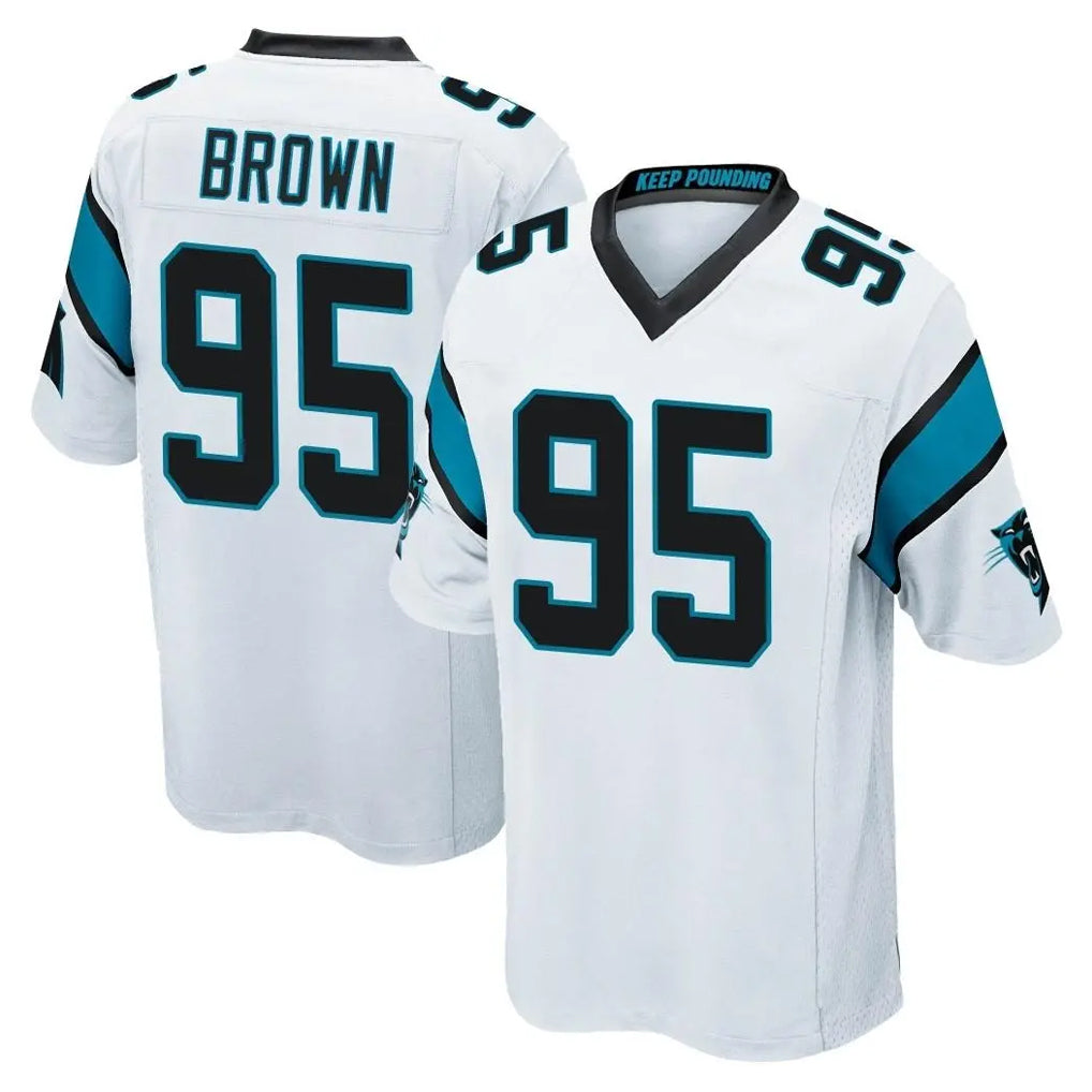 C.Panthers #95 Derrick Brown Player White Game CBdoa Stitched Jerseys