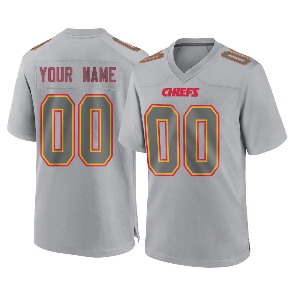 Custom KC.Chiefs Gray Atmosphere Fashion Game Any Name & Numbers CBdoa Stitched Jerseys