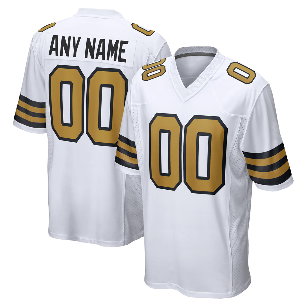 Custom NO.Saints White Alternate Home Game Any Name & Numbers CBdoa Stitched Jerseys