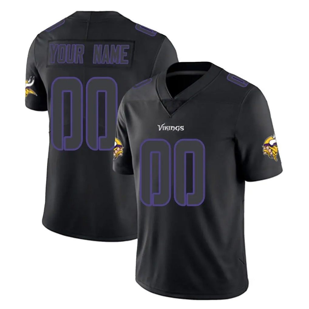 Custom M.Vikings Black Impact Limited Home Game Any Name & Numbers CBdoa Stitched Jerseys