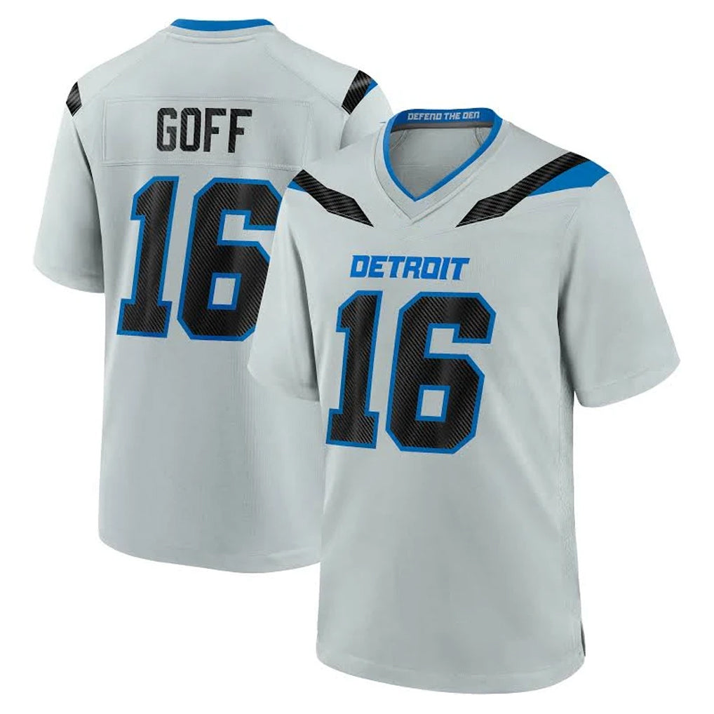 D.Lions #16 Jared Goff Player Silver 2026 Rivalries Collection Home Game CBdoa Stitched Jerseys
