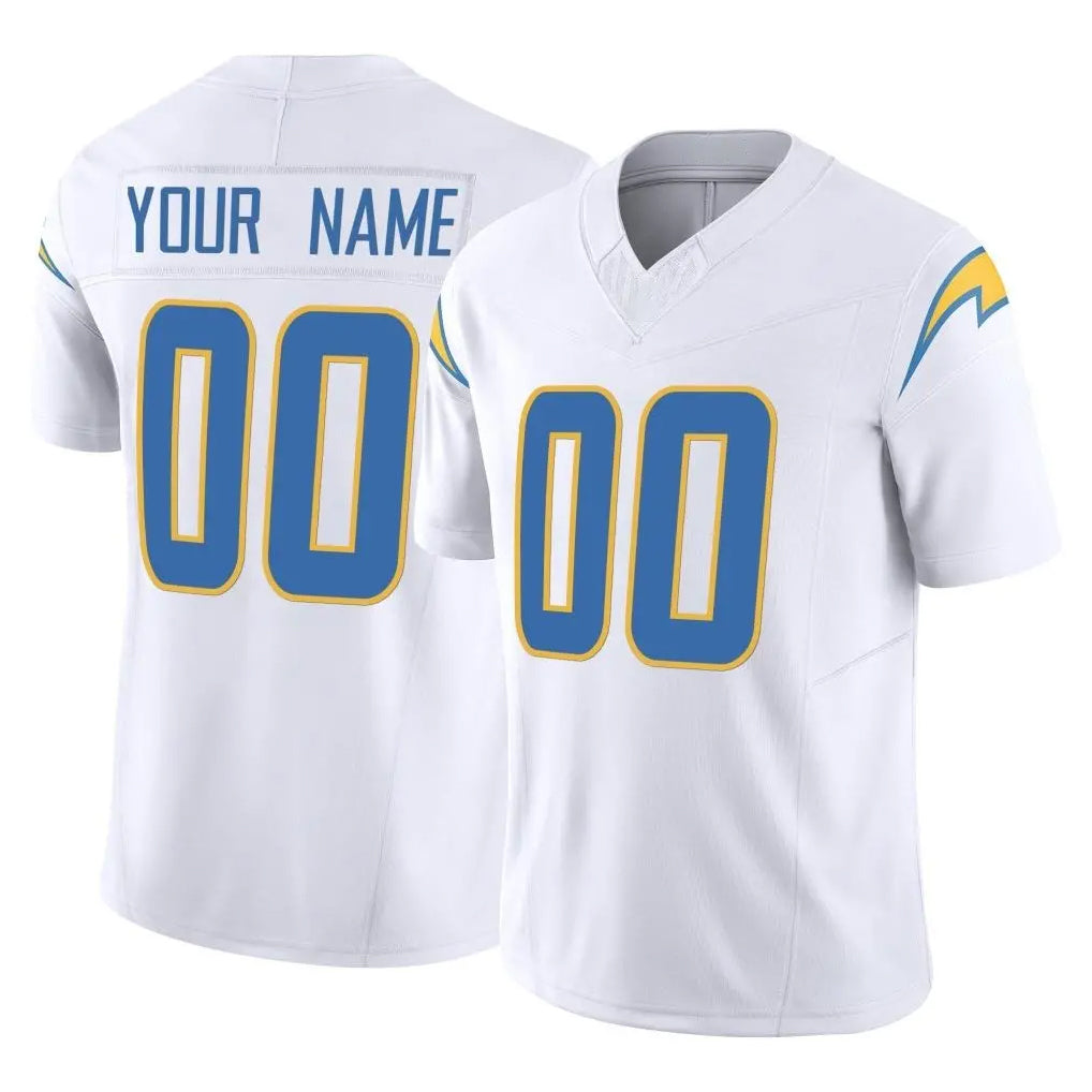 Custom LA.Chargers White Limited Vapor F.U.S.E. Home Game Any Name & Numbers CBdoa Stitched Jerseys