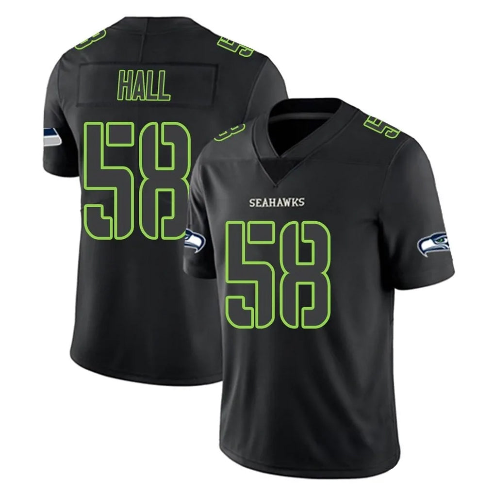 S.Seahawks #58 Derick Hall Player Black Impact Limited Home Game CBdoa Stitched Jerseys