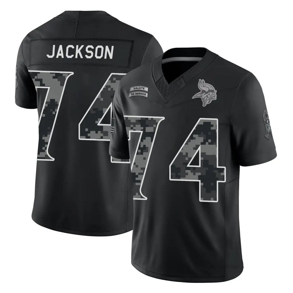 MN.Vikings #74 Donovan Jackson Player Black Limited 2026 Salute to Service Home Game CBdoa Stitched Jerseys