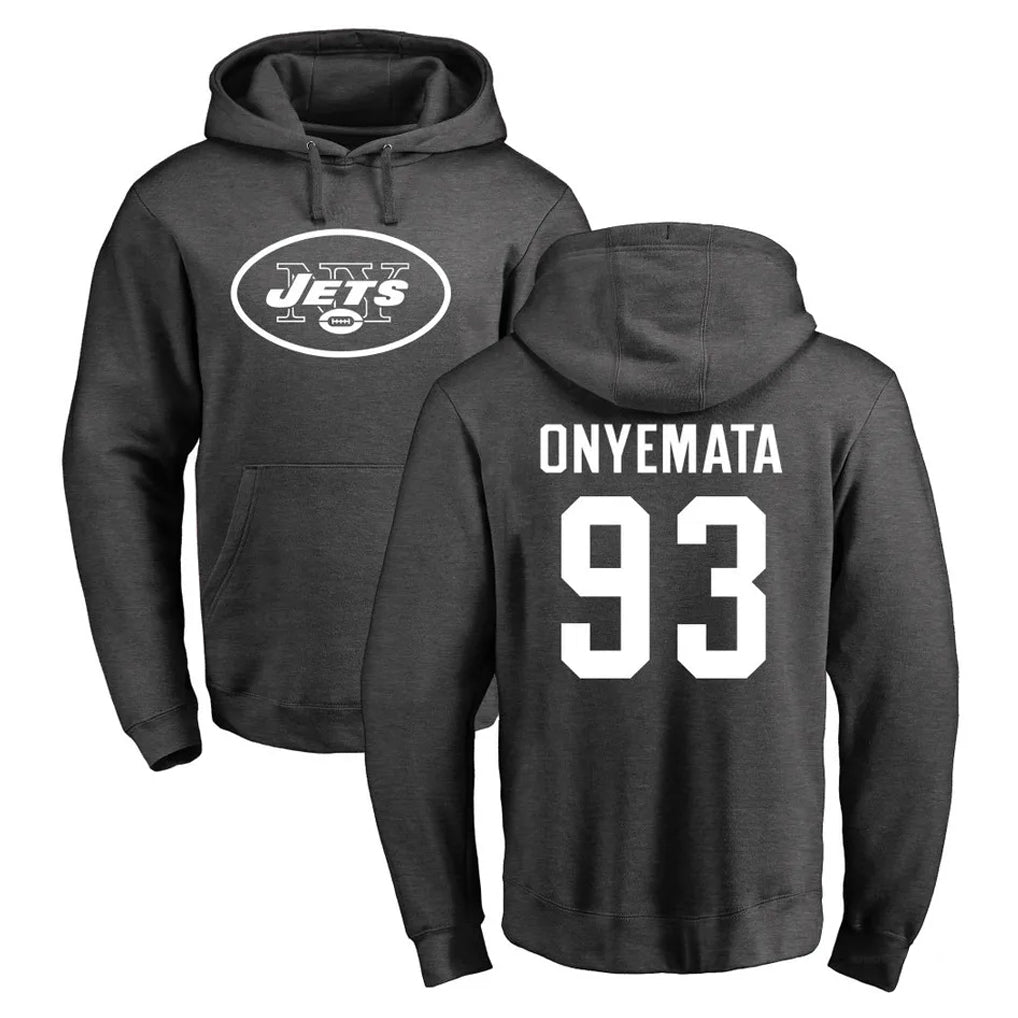 NY.Jets #93 David Onyemata Player Gray Pullover Hoodies Limited Game CBdoa Stitched Jerseys