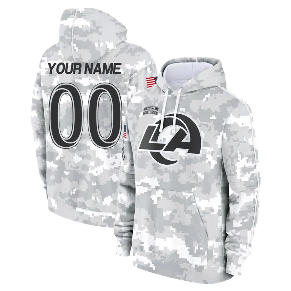 Custom LA.Rams Arctic Camo Salute to Service Hoodies Limited Game Any Name & Numbers CBdoa Stitched Jerseys