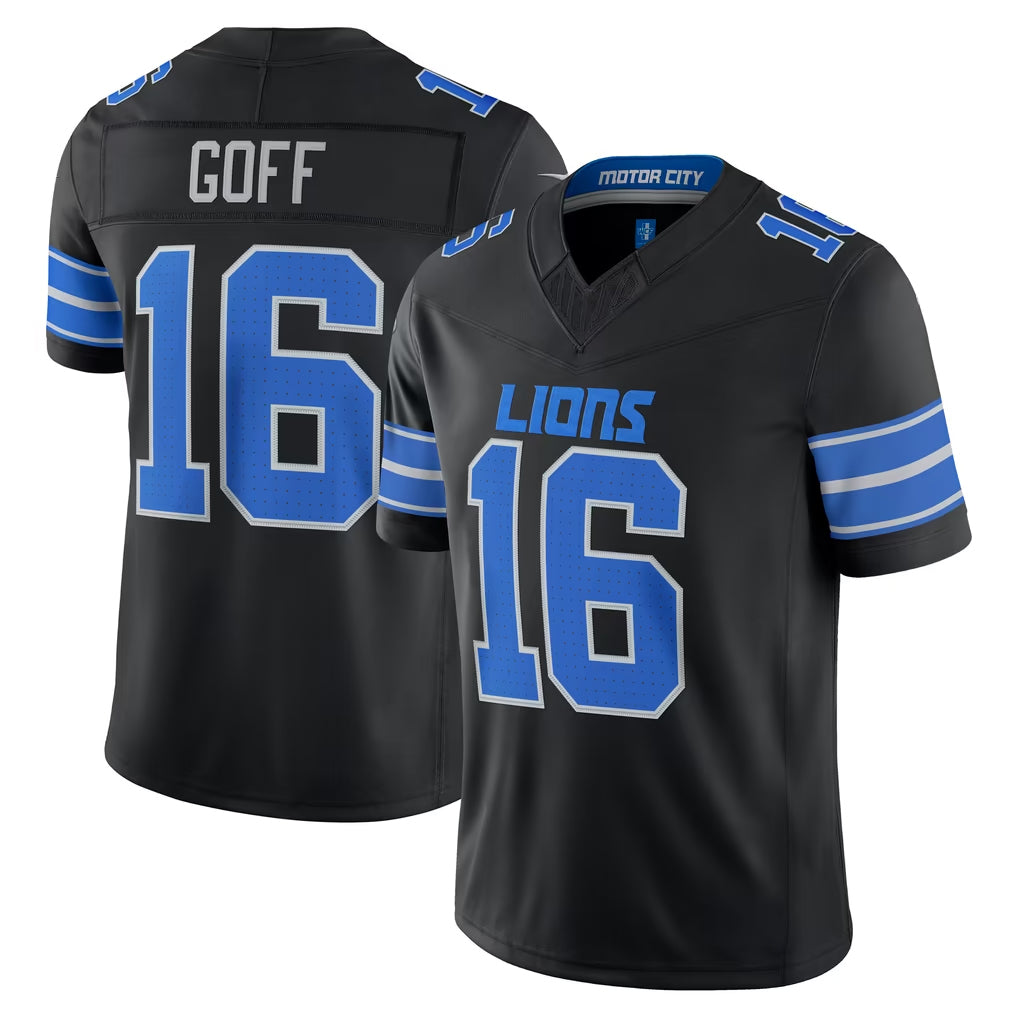 D.Lions #16 Jared Goff Player Black Vapor F.U.S.E. Limited Game Home CBdoa Stitched Jerseys