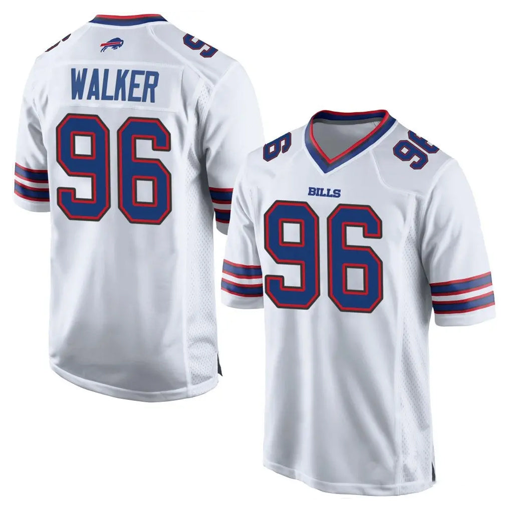 B.Bills #96 Deone Walker Player White Home Game CBdoa Stitched Jerseys