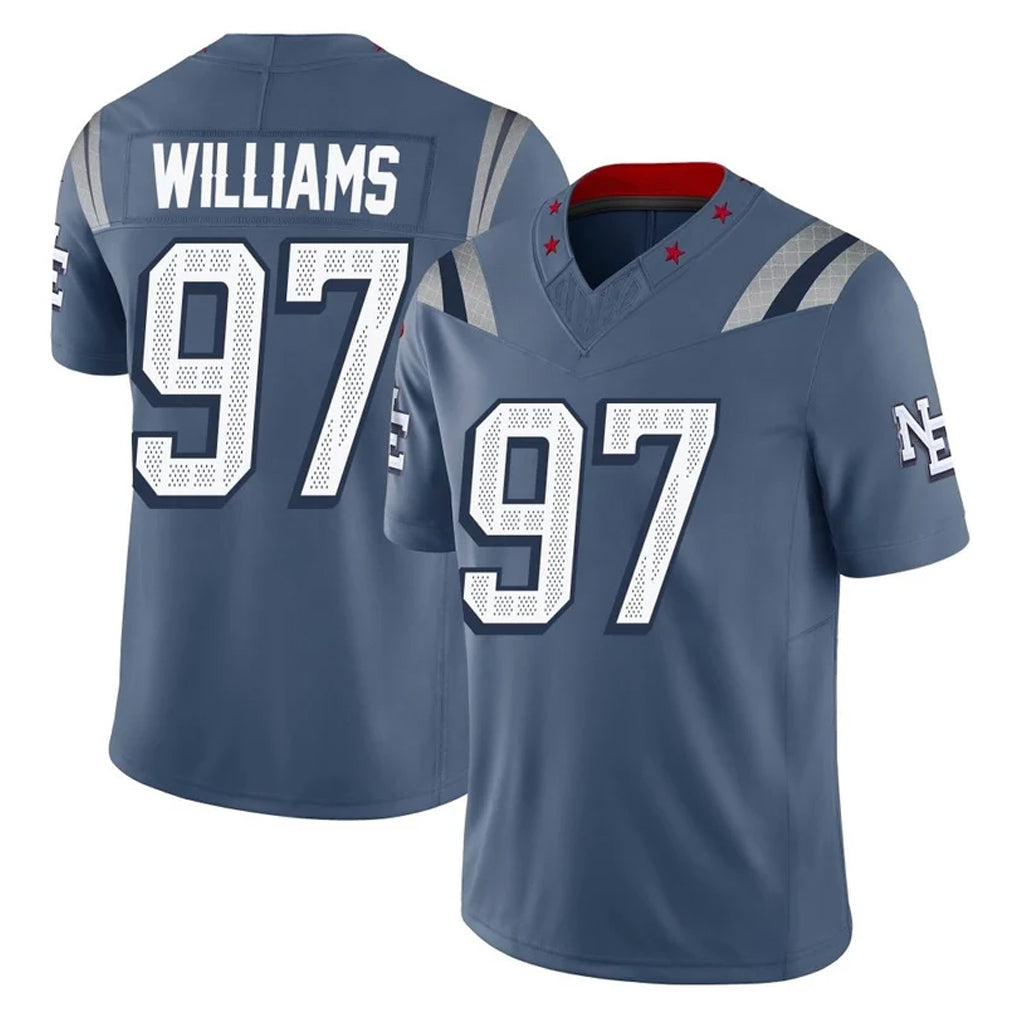NE.Patriots #97 Milton Williams Player Blue Limited Rivalries Collection Home Game CBdoa Stitched Jerseys