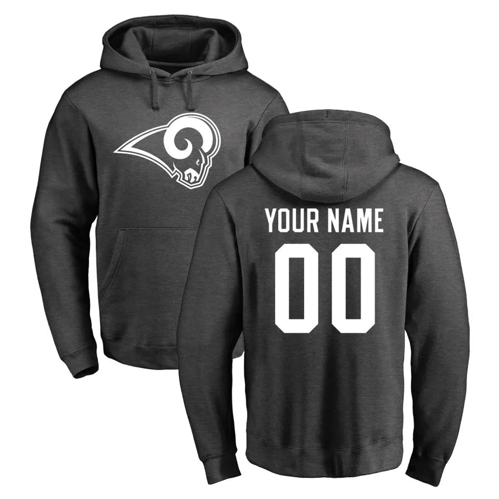 Custom LA.Rams Gray Pullover Hoodie Limited Game Any Name & Numbers CBdoa Stitched Jerseys