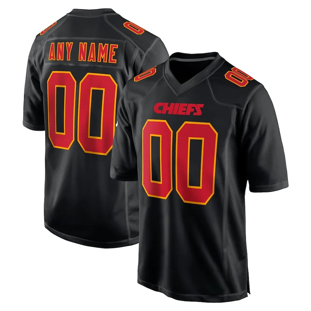 Custom KC.Chiefs Black Fashion Home Game Any Name & Numbers CBdoa Stitched Jerseys