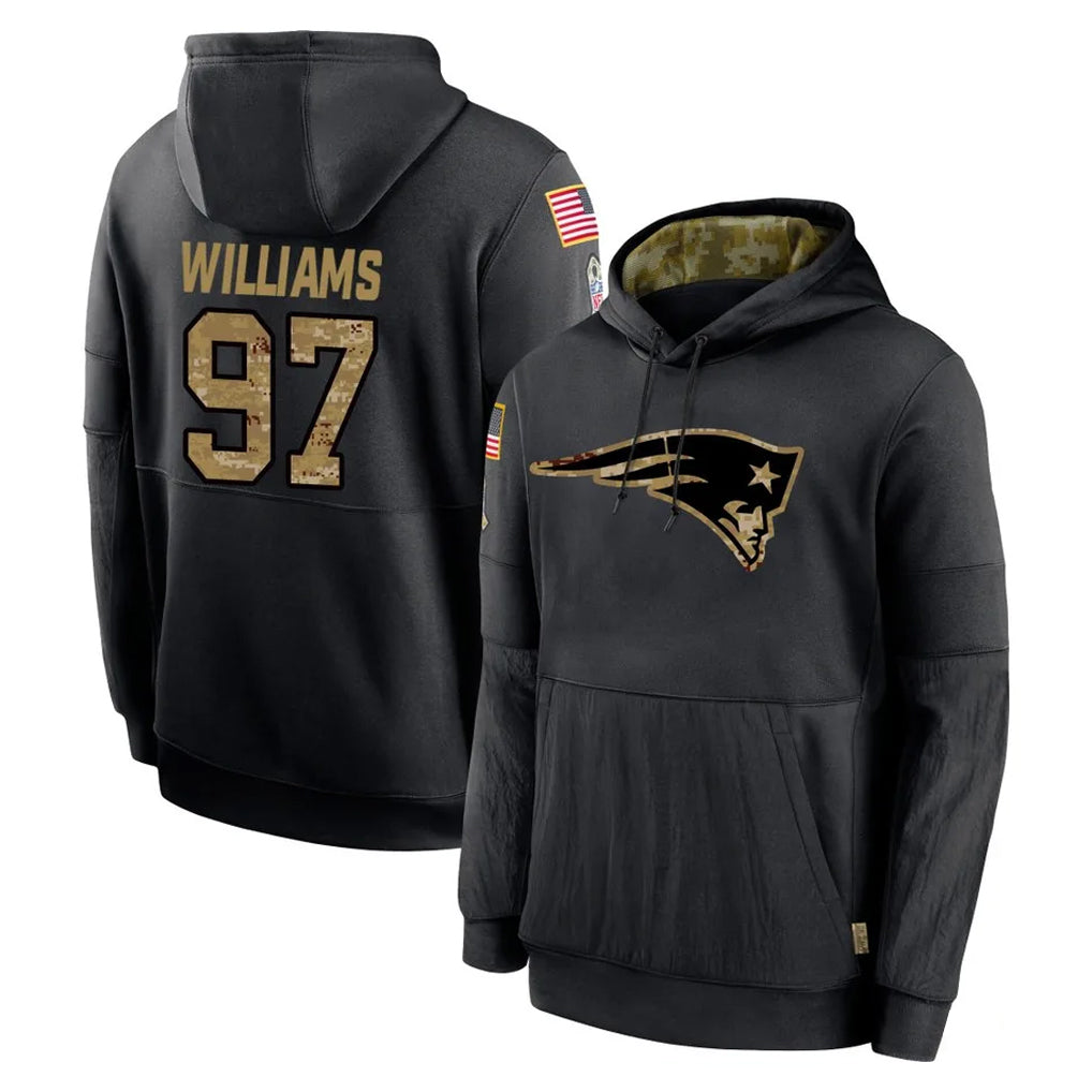 NE.Patriots #97 Milton Williams Player Black Salute to Service Hoodies Limited Game CBdoa Stitched Jerseys