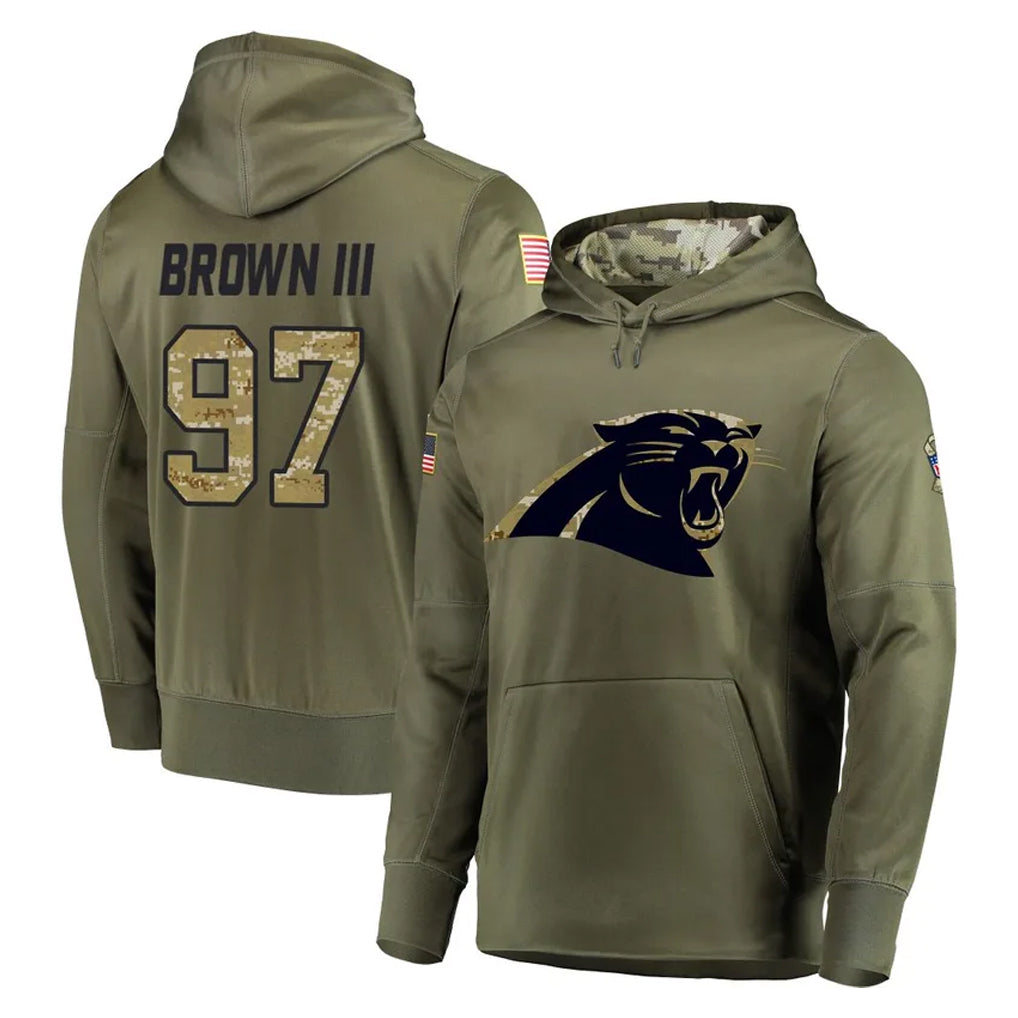 C.Panthers #97 Bobby Brown III Player Olive Salute to Service Hoodies CBdoa Stitched Jerseys