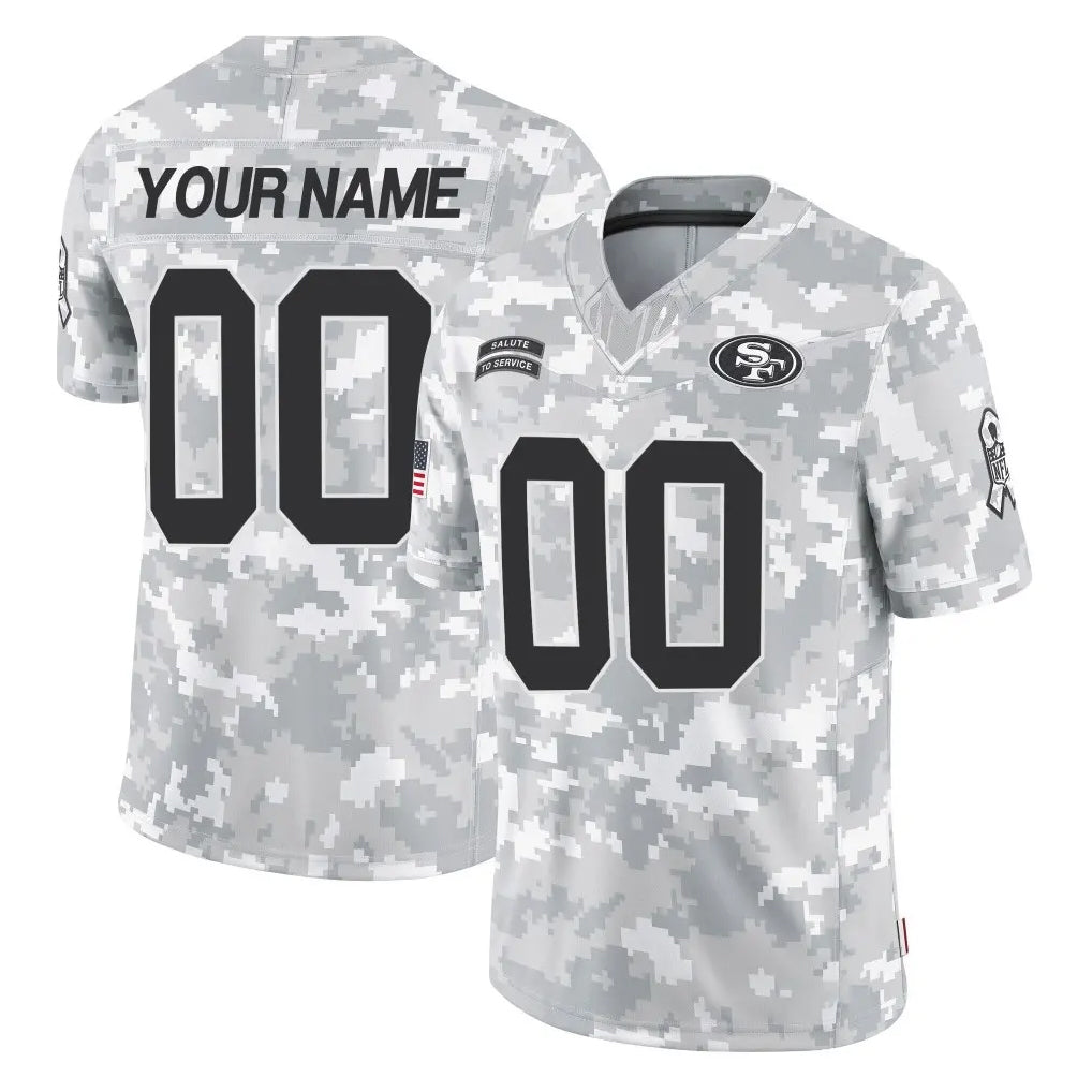 Custom SF.49ers Arctic Camo Limited Salute To Service Home Game Any Name & Numbers CBdoa Stitched Jerseys