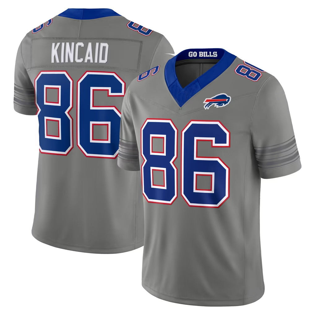 B.Bills #86 Dalton Kincaid Player Gray Limited Nickel City Home Game CBdoa Stitched Jerseys