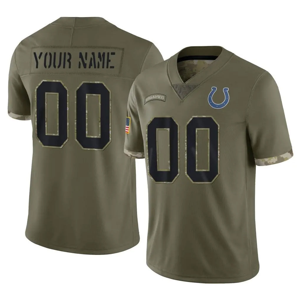 Custom IN.Colts Olive Salute To Service Limited Any Name & Numbers CBdoa Stitched Jerseys