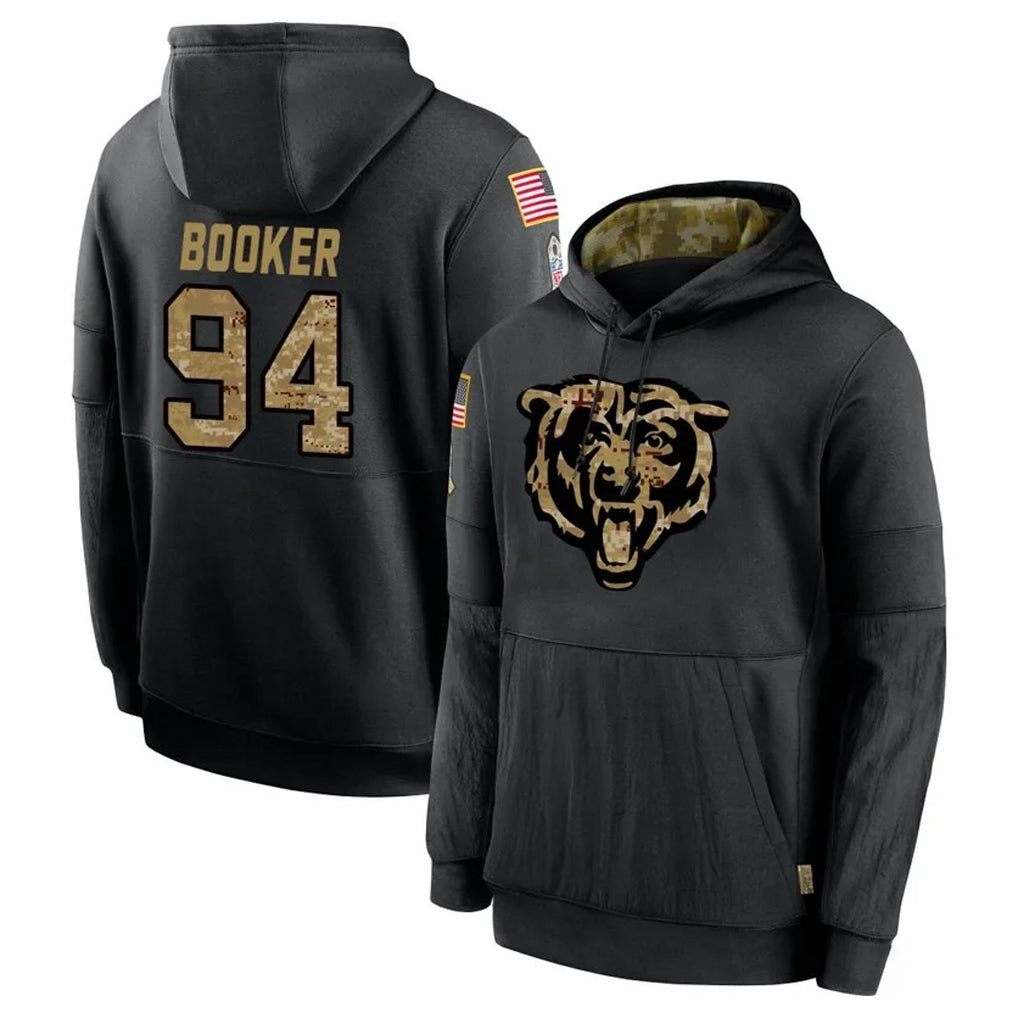 C.Bears #94 Austin Booker Player Black Salute to Service Pullover Hoodies Limited CBdoa Stitched Jerseys