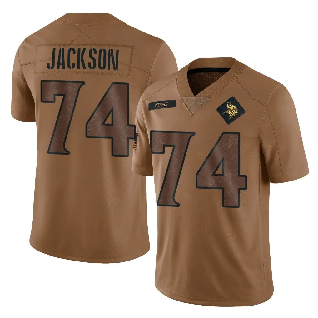 MN.Vikings #74 Donovan Jackson Player Brown Salute To Service Limited CBdoa Stitched Jerseys