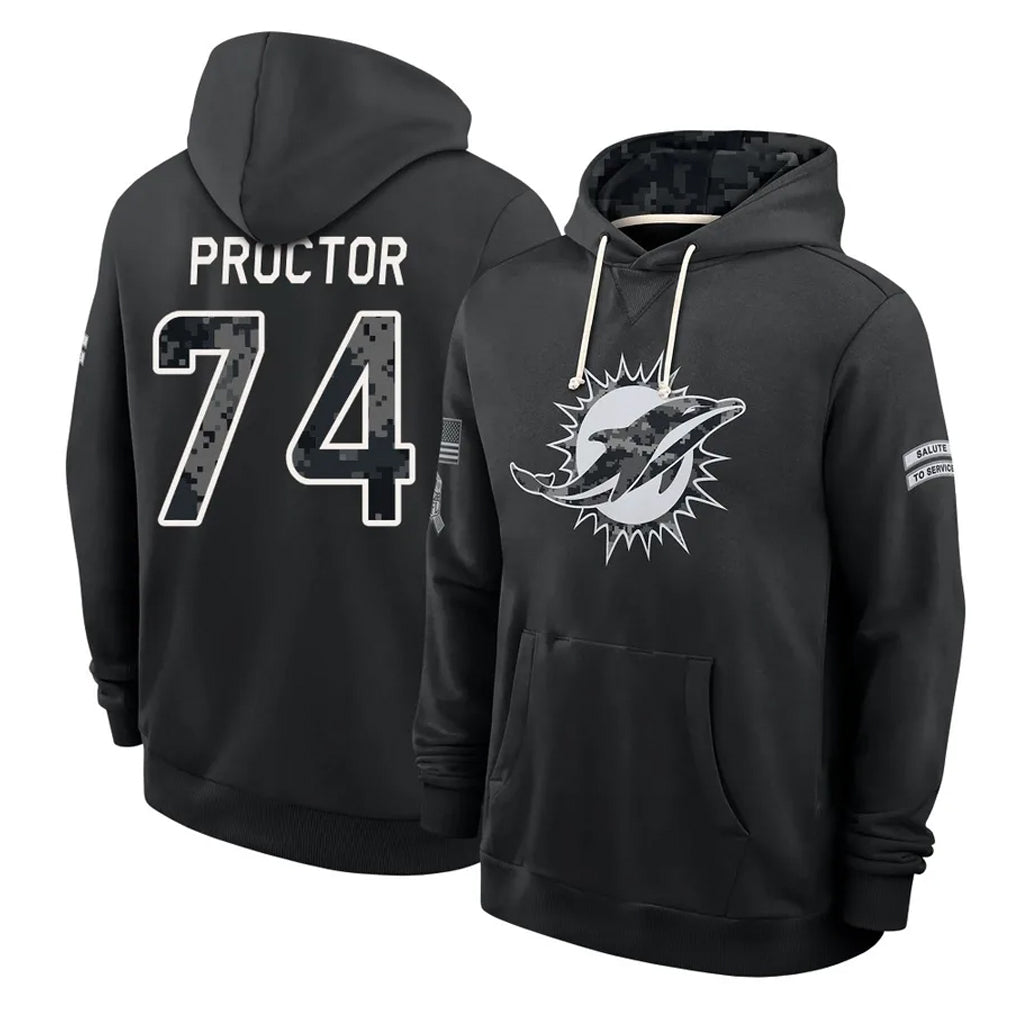 M.Dolphins #74 Kadyn Proctor Player 2026 Black Logo Pullover Hoodies Limited Game CBdoa Stitched Jerseys