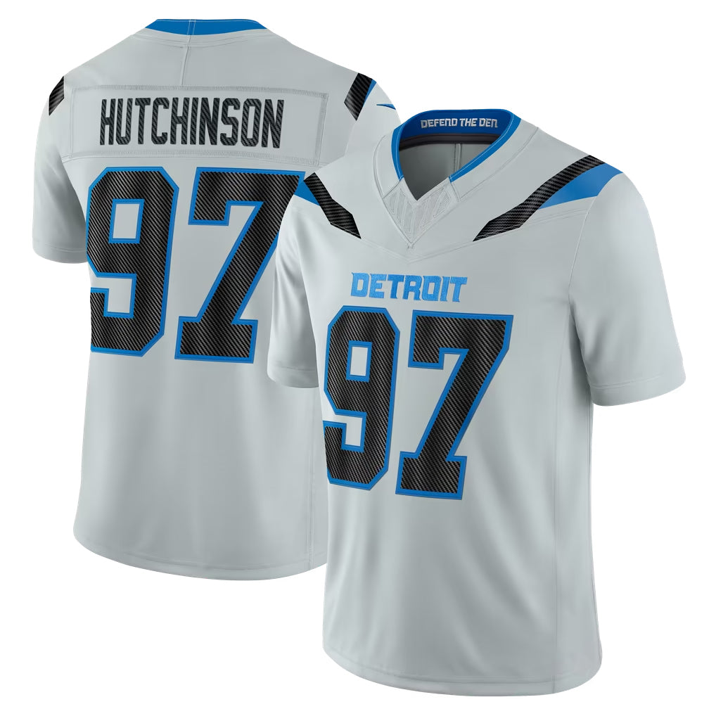 D.Lions #97 Aidan Hutchinson Player Silver Limited 2026 Rivalries Collection Home Game CBdoa Stitched Jerseys